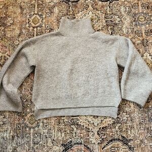 Topshop Gray Cropped Turtleneck Sweater
